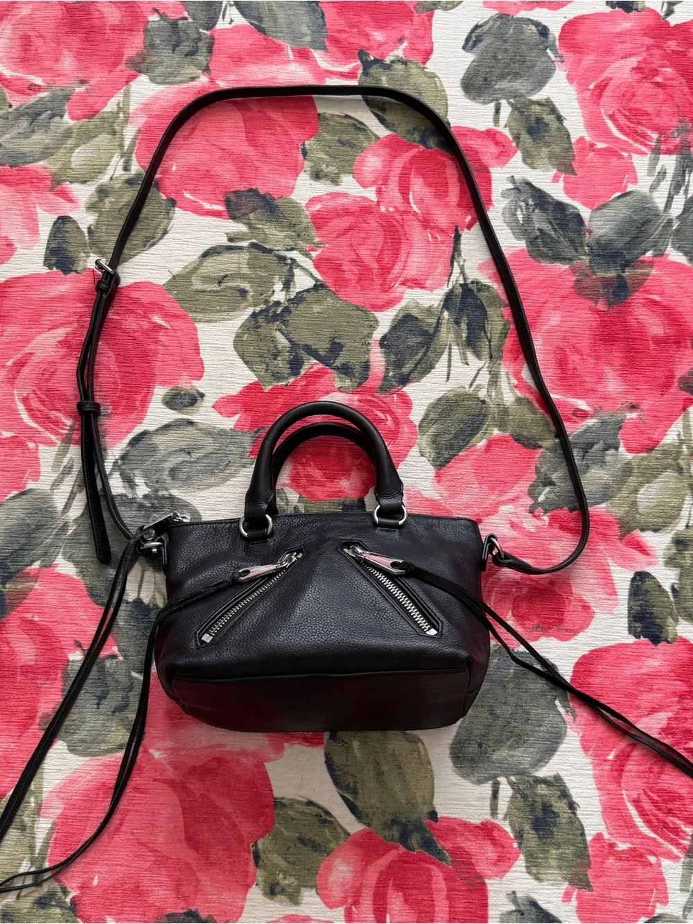 Rebecca Minkoff Micro Moto Black Leather Satchel